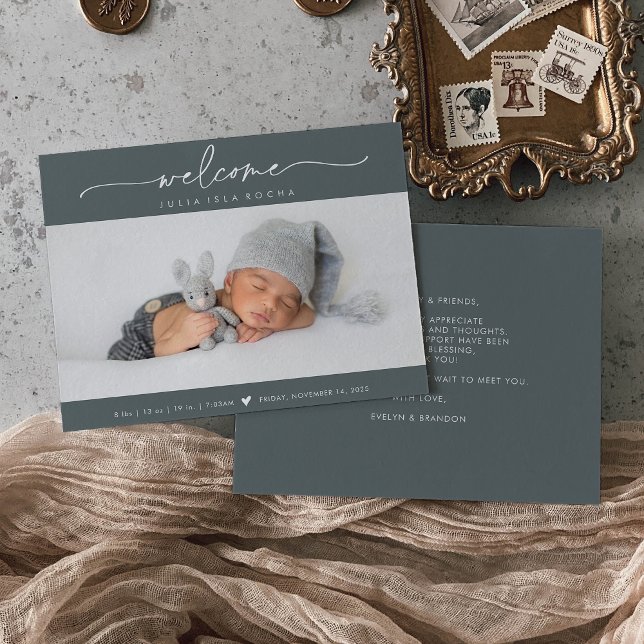 Tarjeta de anuncio de nacimiento con foto de bienv (Subido por el creador)