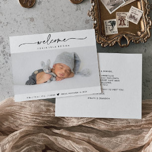 Tarjeta de Anuncio de Nacimiento con Foto de Bienv