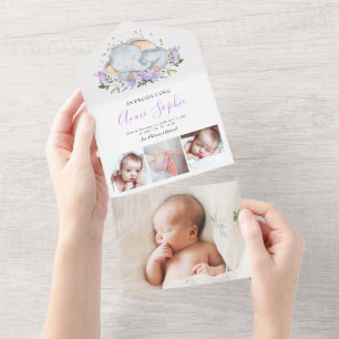 Tarjeta de Anuncio de Nacimiento con Foto de Elefa