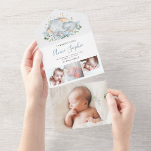 Tarjeta de Anuncio de Nacimiento con Foto de Elefa