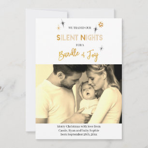 Tarjeta de Anuncio de Nacimiento con Foto de Noche