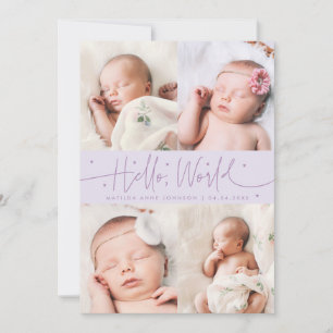 Tarjeta de Anuncio de Nacimiento con Guión Lilac M