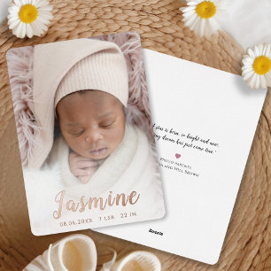 Tarjeta de Anuncio de Nacimiento con Letra Elegant