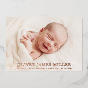 Tarjeta de anuncio de nacimiento con Relieve metal