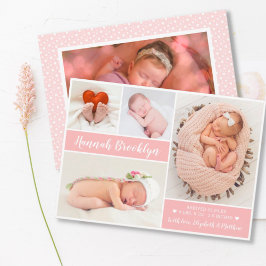 Tarjeta de anuncio de nacimiento de 4 Collages de 