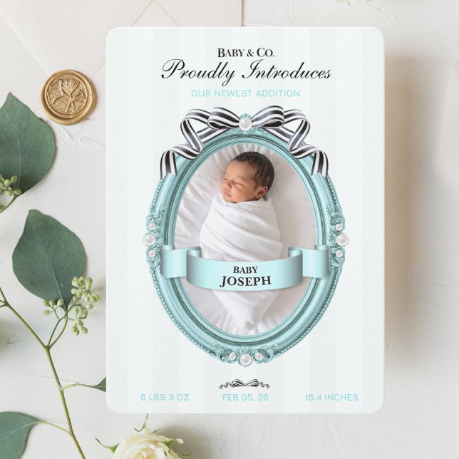 Tarjeta de anuncio de nacimiento de Baby & Co (Subido por el creador)