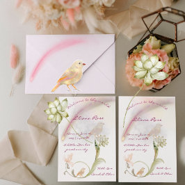 Tarjeta de anuncio de nacimiento de bebé acuarela