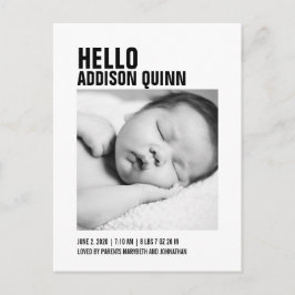 Tarjeta de anuncio de nacimiento de bebé audaz