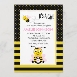 Tarjeta de Anuncio de Nacimiento de Bebé Bee Baby