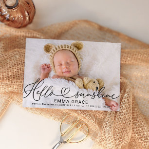 Tarjeta de anuncio de nacimiento de bebé con foto 