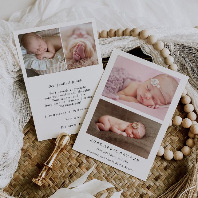 Tarjeta de anuncio de nacimiento de bebé con foto  (Subido por el creador)