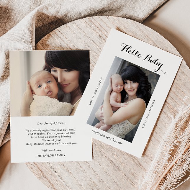 Tarjeta de anuncio de nacimiento de bebé de Hello  (Subido por el creador)