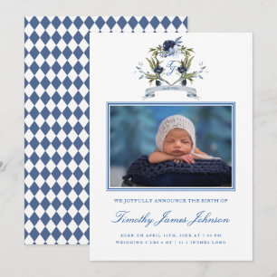 Tarjeta de anuncio de nacimiento de bebé Escudo az