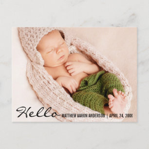 Tarjeta De Anuncio De Nacimiento De Bebé Hola Post
