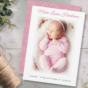 Tarjeta de Anuncio de Nacimiento de Bebé Niña con