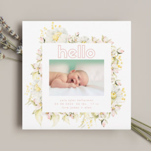 tarjeta de anuncio de nacimiento de bebé niña mode