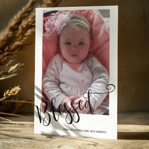 Tarjeta de anuncio de nacimiento de Chica de foto