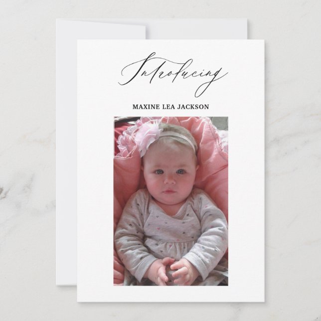 Tarjeta de anuncio de nacimiento de Chica de foto (Anverso)