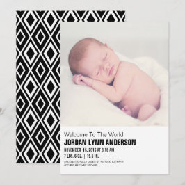 Tarjeta de anuncio de nacimiento de foto de bebé M