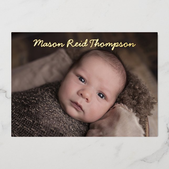 Tarjeta de anuncio de nacimiento de foto escrita a (Anverso)