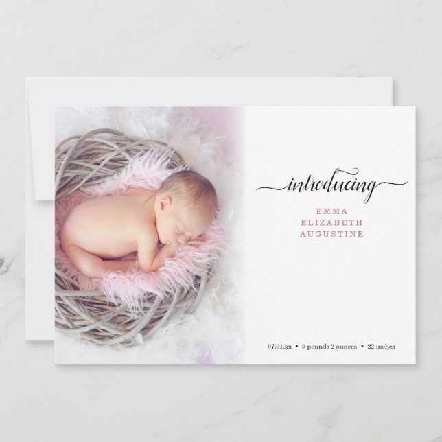 Tarjeta de anuncio de nacimiento de foto moderna s (Anverso)