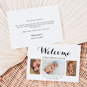 Tarjeta de anuncio de nacimiento de fotografía cal