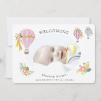 tarjeta de anuncio de nacimiento de globo aerostát