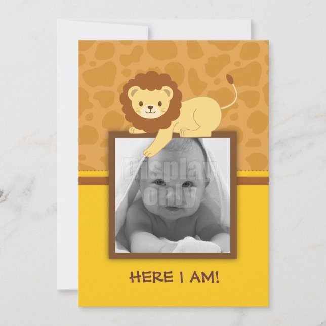 Tarjeta de anuncio de nacimiento de león (Anverso)