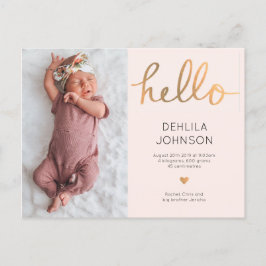 Tarjeta de anuncio de nacimiento de niña bebé amor