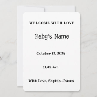 Tarjeta de anuncio de nacimiento de niña bebé lind