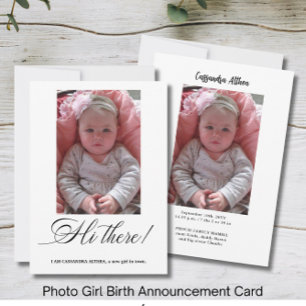 Tarjeta de Anuncio de Nacimiento de Niña con Foto