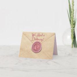 Tarjeta de anuncio de nacimiento de niña doblada