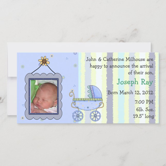 Tarjeta de anuncio de nacimiento de niño dulce (Anverso)