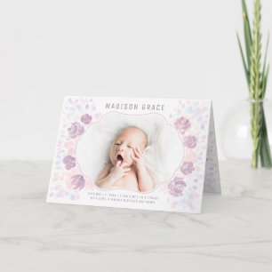Tarjeta de anuncio de nacimiento de Petal Girl con
