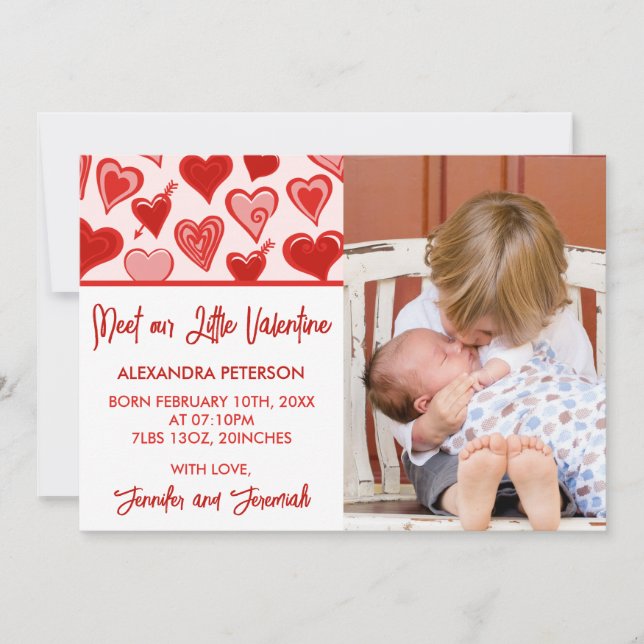 Tarjeta de anuncio de nacimiento de San Valentín c (Anverso)