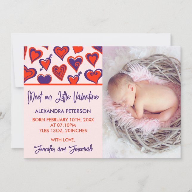 Tarjeta de anuncio de nacimiento de San Valentín l (Anverso)
