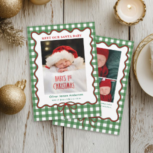 Tarjeta de anuncio de nacimiento de Santa bebé a c