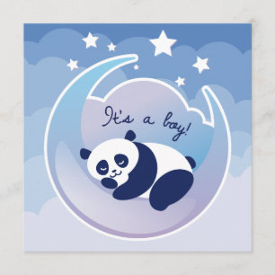 Tarjeta de anuncio de nacimiento de Sleeping Panda