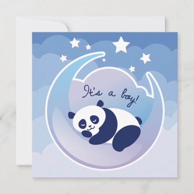 Tarjeta de anuncio de nacimiento de Sleeping Panda (Anverso)