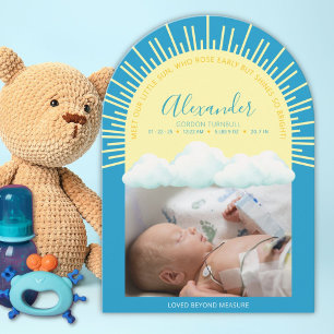 Tarjeta de anuncio de nacimiento de Sunrise Preemi