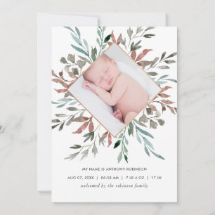 Tarjeta de Anuncio de Nacimiento de Vegetación Rús