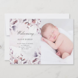 tarjeta de anuncio de nacimiento floral de caída c