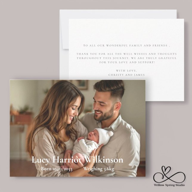 Tarjeta de anuncio de nacimiento | INVITACIÓN RECI (photo newborn birth announcment card , modern personlized minimalistic way to welcome a new baby )