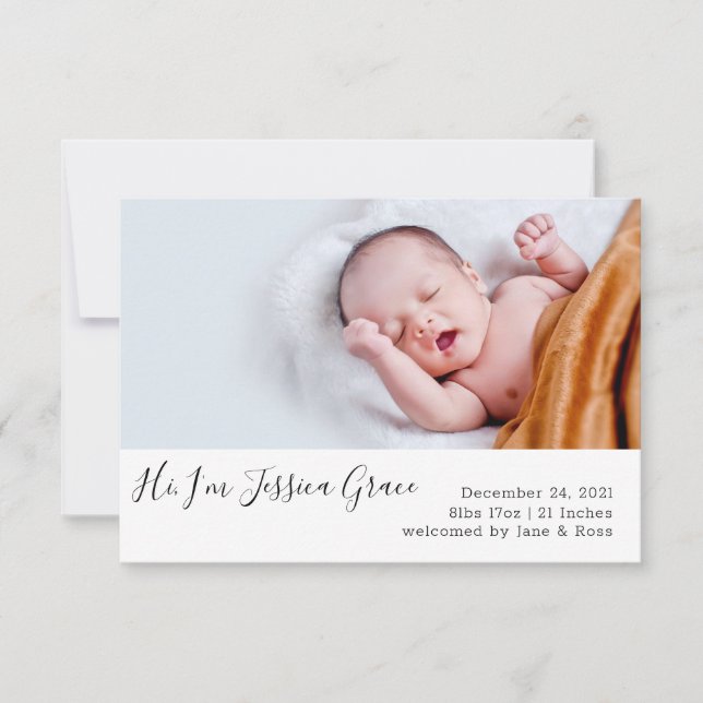 Tarjeta de anuncio de nacimiento moderna (Anverso)