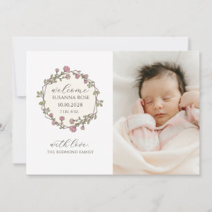 Tarjeta de anuncio de nacimiento moderna para foto