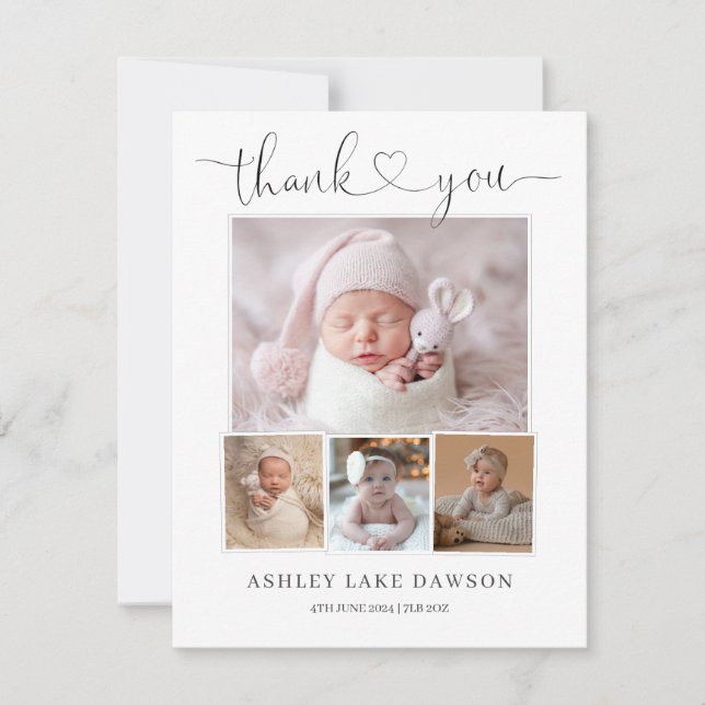 Tarjeta de anuncio de nacimiento moderna para foto (Anverso)