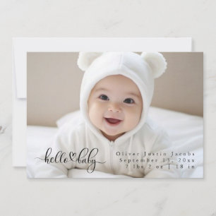 Tarjeta de anuncio de nacimiento moderno con foto