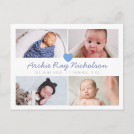 Tarjeta de anuncio de nacimiento para niños con fo