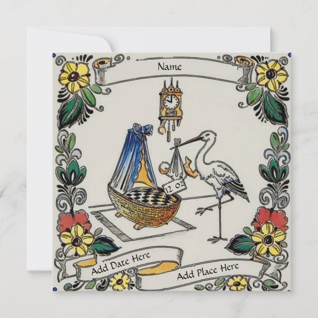 Tarjeta de anuncio de nacimiento, personalizar, añ (Anverso)