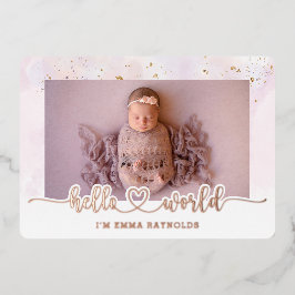 Tarjeta de anuncio de nacimiento Rosa Gold Baby
